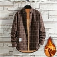 thumbnail image 2 of Inglocry Mens Sherpa Fleece Lined Flannel Shirt Jacket Long Sleeve Button Down Plaid Winter Jacket Brown 3XL, 2 of 4