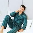 thumbnail image 4 of LONXU Men's Pajamas Long Sleeve Silk Satin Luxury Drawstring Nightwear Sets S - XXXXL, 4 of 6