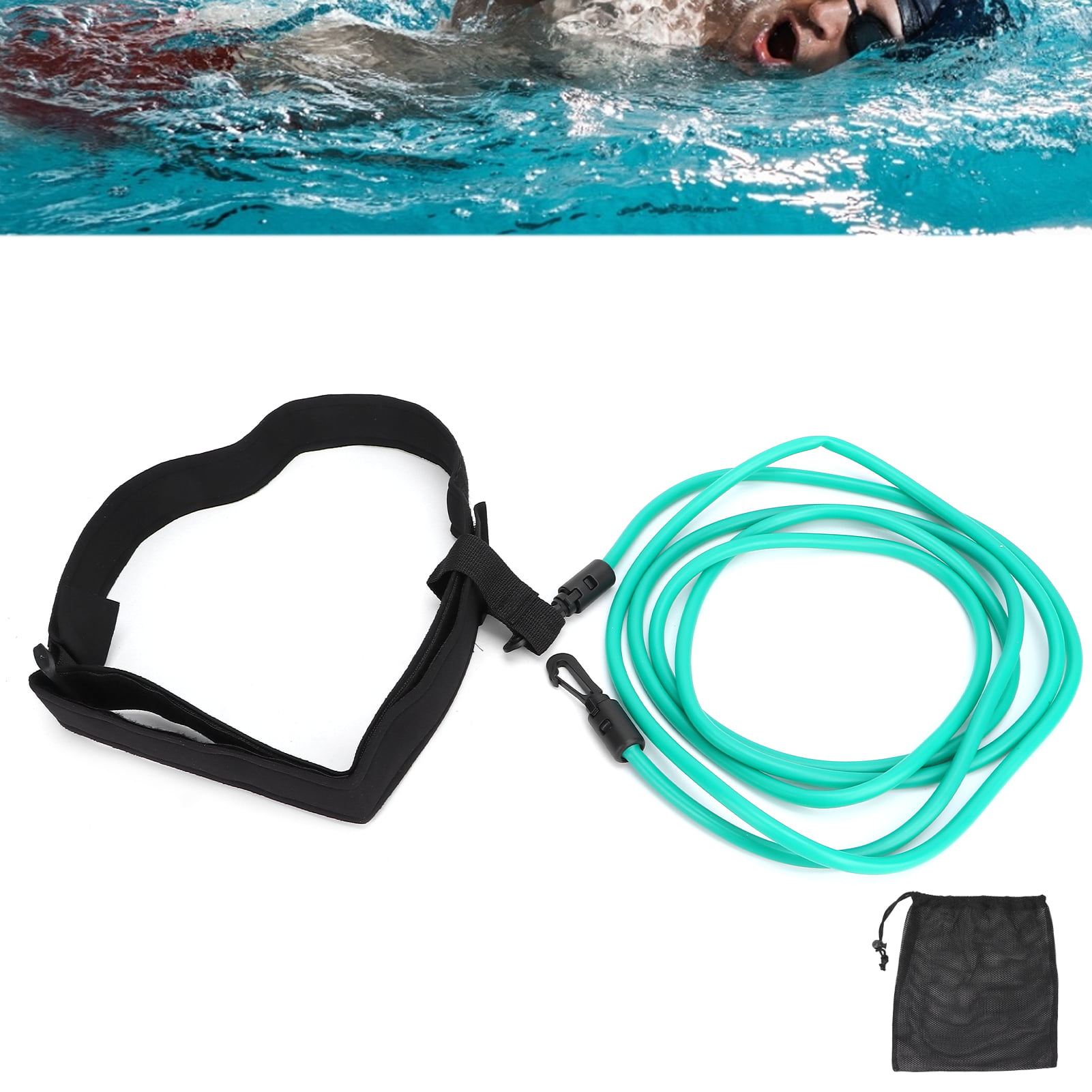 Pool Swim Training Swiming Resistance Belt Strap Leash Tether Gear Equipment 