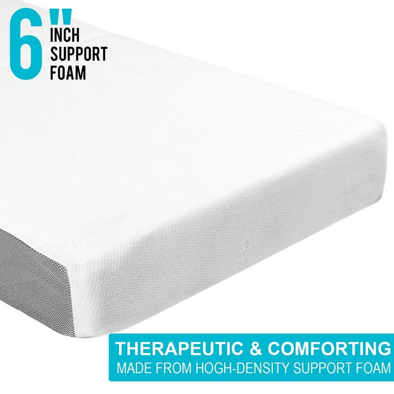 Samay 6 Inch Tri Folding Foam Mattress Includes Waterproof Mattress Protector and Washable Cover