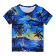thumbnail image 2 of Zwiiyzr 2024 Girls & Boys Hawaiian Shirt Short Sleeve Round Neck Tropical Holiday Summer Beach Shirts And Tops Blue-3-4 Years, 2 of 5