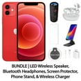 thumbnail image 1 of Restored Apple iPhone 12 64GB Red Fully Unlocked Bundle: LED Wireless Speaker, Bluetooth Headphones, Screen Protector, Wireless Charger, & Phone Stand (Refurbished), 1 of 8
