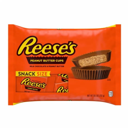 Pack of 2 - REESE'S Milk Chocolate Snack Size Peanut Butter Cups Christmas Candy Bag 10.5 oz
