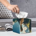 thumbnail image 6 of Sikiie Cute Green Dinosaur Blue Sky Leather Tissue Box Cover Square, tissue box holder, Tissue Box with Bottom Belt-5.2”x5.2”x5.2”, 6 of 7