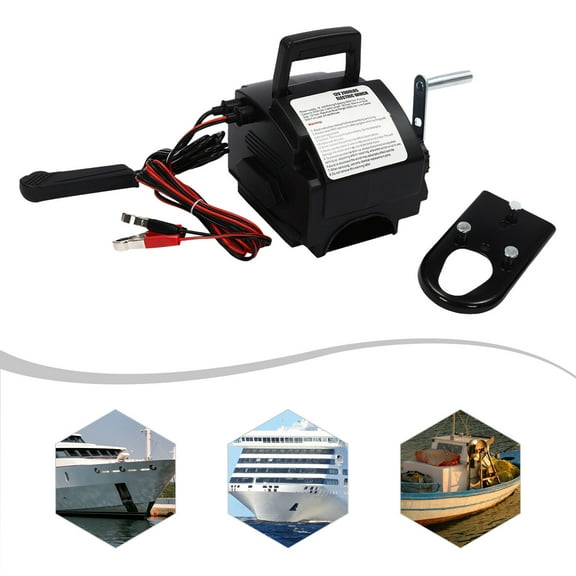 Steel and ABS Black Electric Winch 12V Electric Winch Boasts for Cars, Trailers, Trucks, Yachts, Ships 8*8.58*6.69inch