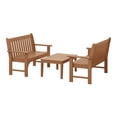thumbnail image 2 of WestinTrends Malibu 3-Piece HDPE Outdoor Patio Furniture Couch and Coffee Table Set, Teak, 2 of 14