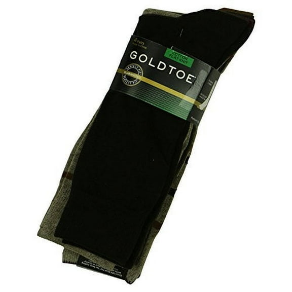 Goldtoe Mens 4 Pack Premium Flat Knit Socks 10/13 Brown/Beige/Purple