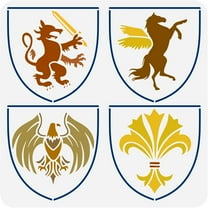 Heraldic Crest Coat of Arms Family Stencil 11.8x11.8inch Heraldic Crest Family Drawing Template Reusable Emblem Stencil Plastic Large Stencils for Painting on Wood Canvas Wall DIY
