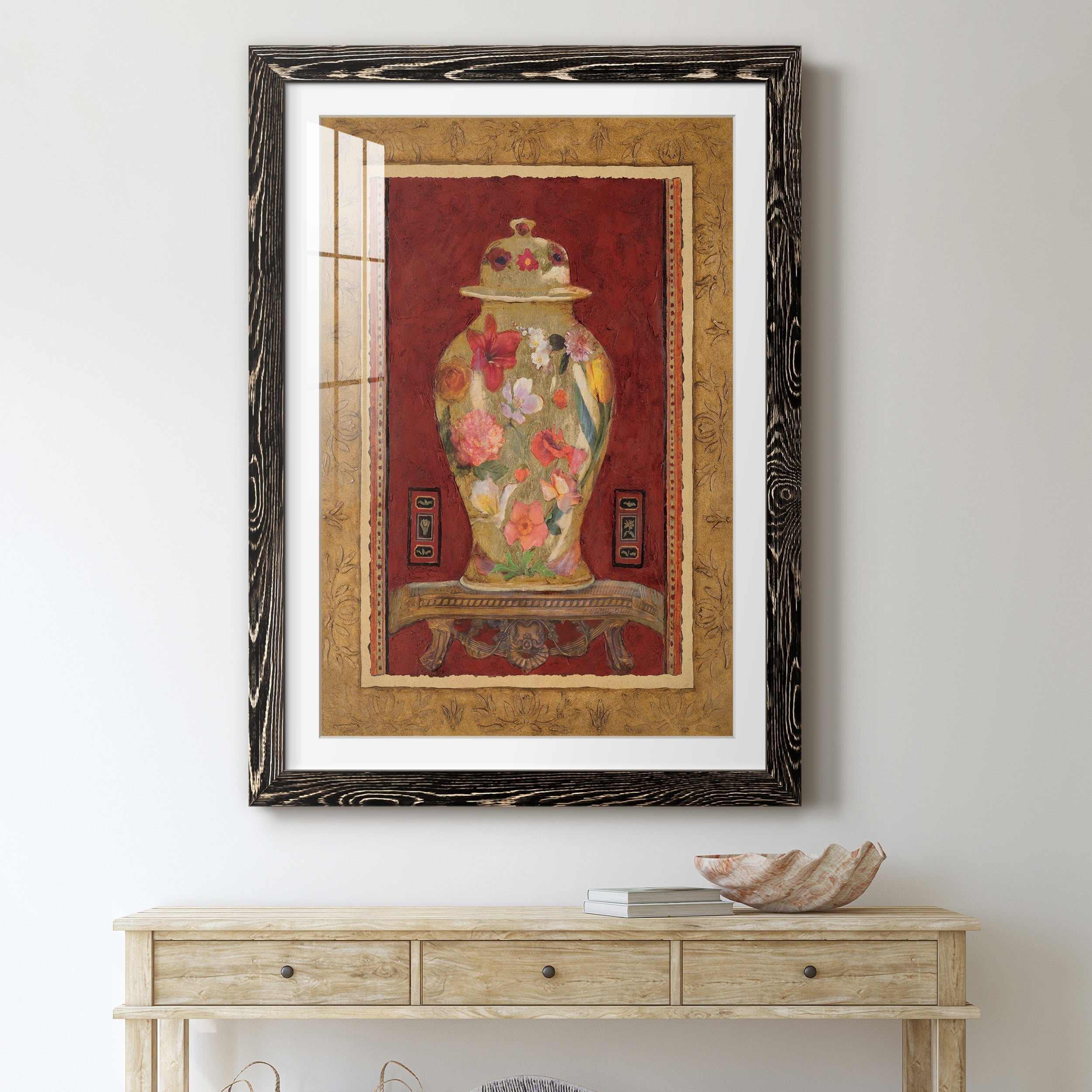 Romantic Urn I - Premium Framed Print - Distressed Barnwood Frame - Ready to Hang