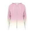 thumbnail image 4 of Dasayo Women Pink Sweatshirts Hoodie Hooded Long Sleeve Full Zip up Gradient Color Drawstring Jackets Womens Tops M, 4 of 5