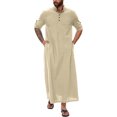 thumbnail image 2 of XDZJLR Mens Shirts Middle Arabic Style Long Button Muslim Robe Long Sleeve Robe Side Slit Robe Button Pocket Robe Shirts for Men, 2 of 5