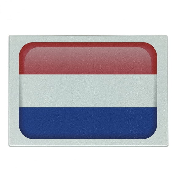 Dutch Cutting Board, Holland Image of Flag of Netherlands Designed as Square Shape Print, Decorative Tempered Glass Cutting and Serving Board, in 3 Sizes, by Ambesonne