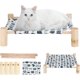 thumbnail image 1 of Hamaca para gatos de madera maciza extraíble y lavable Cama elevada transpirable para gatos y cachorros - Fácil de montar (gato azul sobre blanco) Banban, 1 of 2