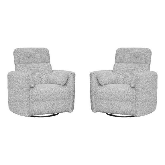 Pemberly Row Manual Swivel Glider Recliner Chair in Angora Linen (Set of 2)