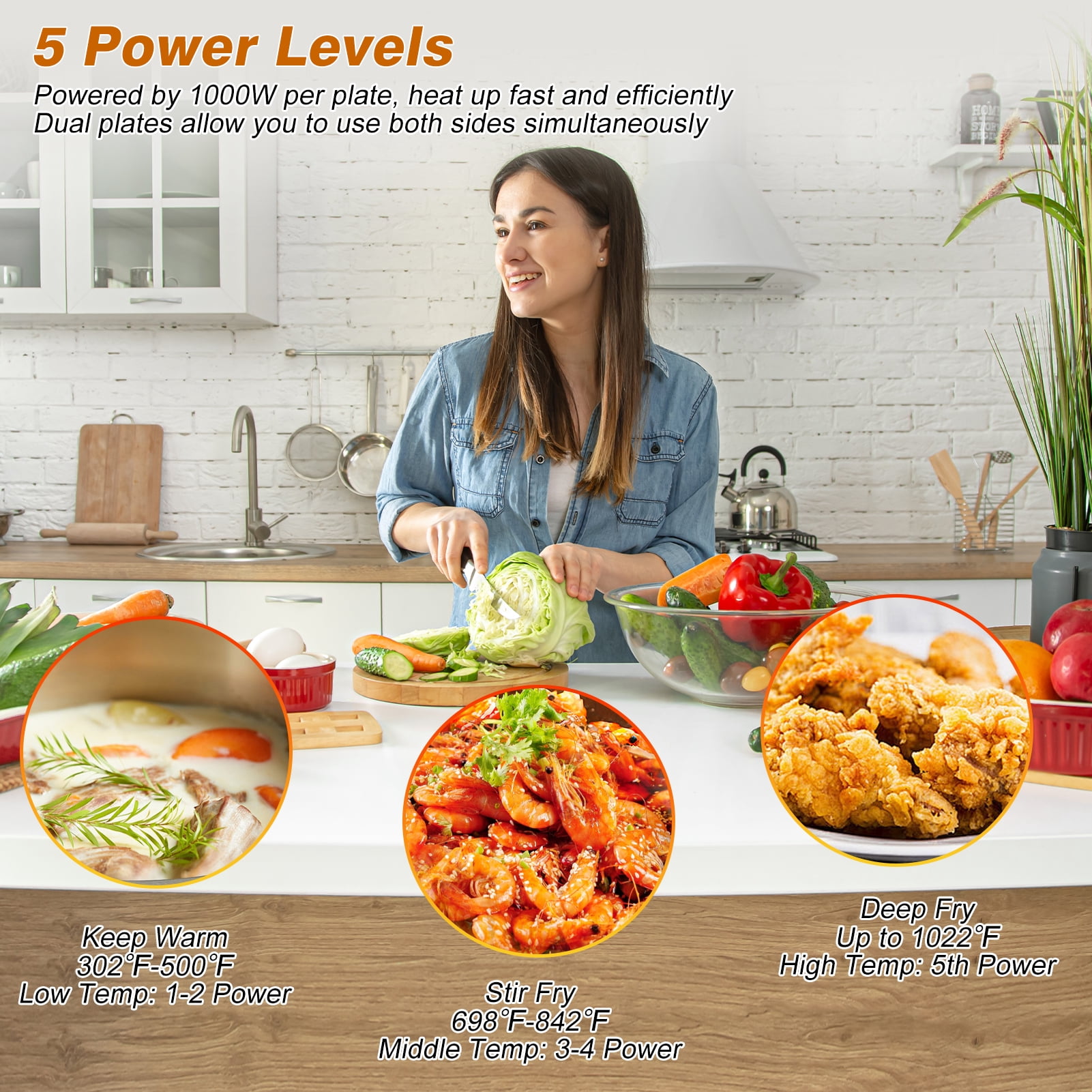 Hot Plate for Cooking, 2000W Electric Stove Burner with 5 Levels Temperature Control, Dual Coil Portable Stove for Home Dorm Office Kitchen Camping, Electric Cooktop Compatible of All Cookware, Black
