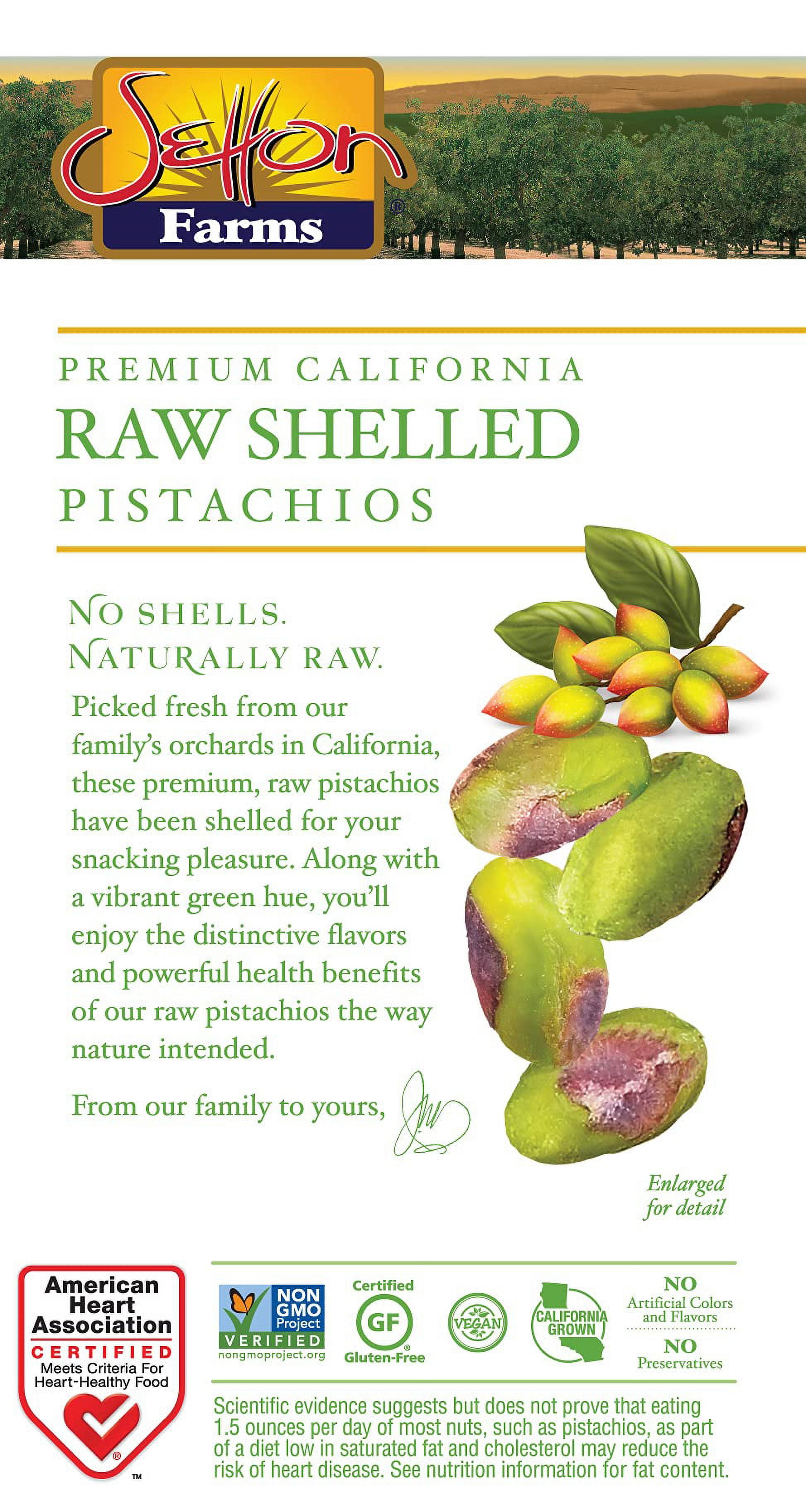Setton Farms Naturally Raw Shelled Pistachios 20 oz Value Bag, No Shell Pistachios, Non-GMO Project Verified, Certified Gluten Free, Vegan and Kosher, Heart Healthy Snack, 20 Oz