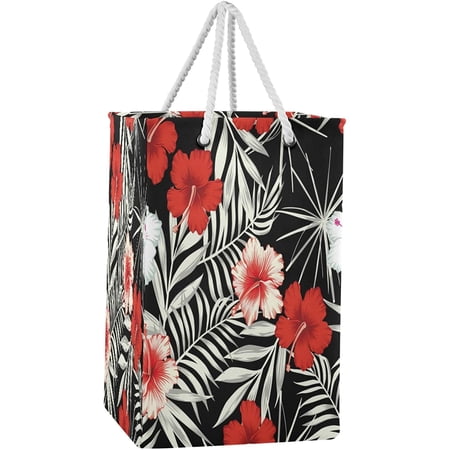Tropical Hibiscus Flower Print Laundry Basket
