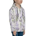 thumbnail image 3 of Salouo Lavender Flowers Pattern Hoodie Sweatshirt for Youth, Fall Pullover Hoodie Sweatshirt Long-Sleeve Pullover Hooded Sweatshirt-Medium, 3 of 6