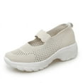 thumbnail image 3 of NOKIO Womens Slip-On Walking Shoes Summer Breathable Mesh Shoes Running Shopping Flat Comfort Wedge Platform Loafers Casual Shoes Women's Hollow Out Wedge Sport Shoes, 3 of 7