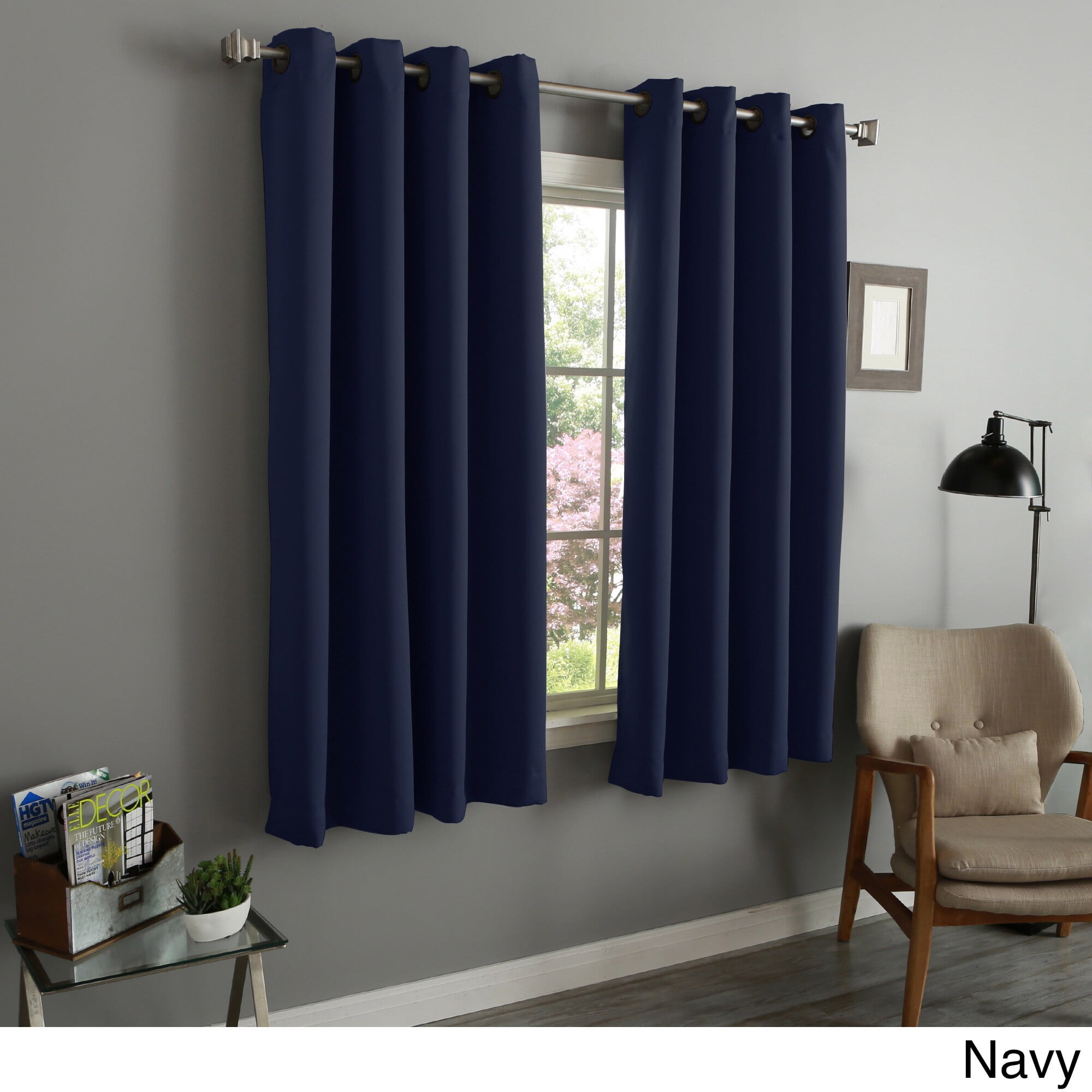 54 Inch Thermal Insulated Blackout Grommet Top Curtain Panel Pair - 52
