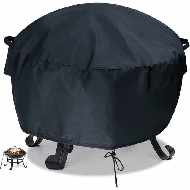 Protective Fire Pit Cover, Windproof Fire Pit Cover for Year-Round Outdoor Entertainment, Round Shape with Two Vents for Airflow and Double Stitching Sewing