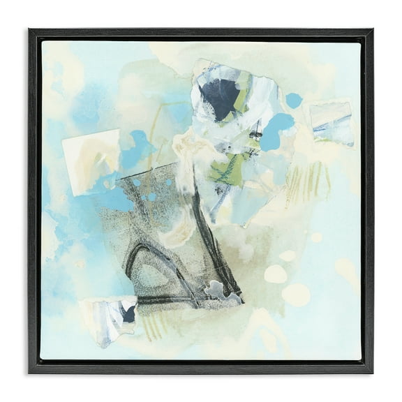 Stupell Industries Blue & Grey Abstract Abstract Painting Black Floater Framed Canvas Art Print Wall Art, 18 x 18