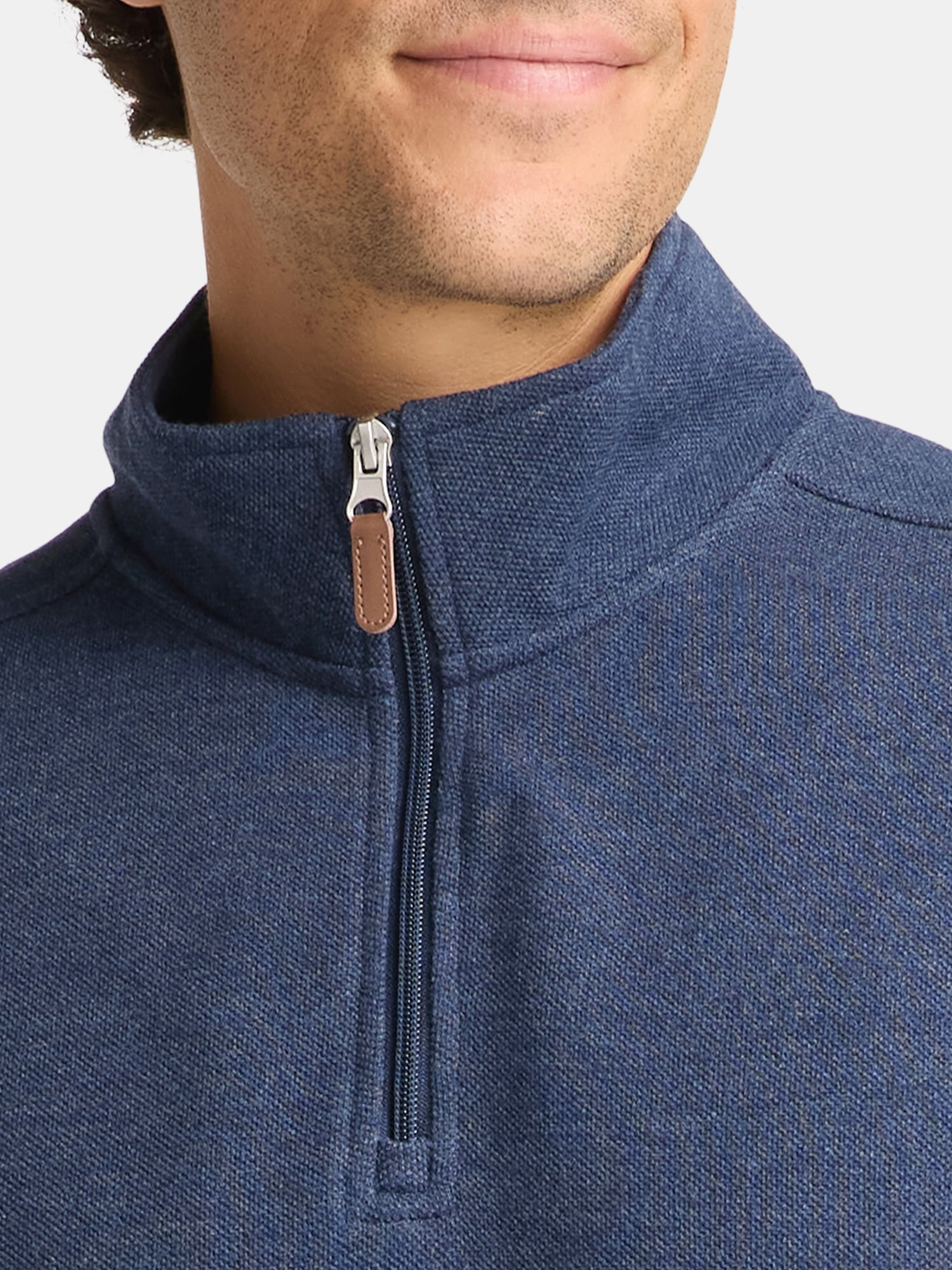 George Men's and Big Men's Pique Fleece Quarter Zip Pullover with Long Sleeves, Sizes S-3XL