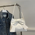 thumbnail image 3 of HUISZJ Bow Shoulder Bag, PU Tote Handbag, Underarm Bag Sling Bag for Work Travel Outdoor (White), 3 of 7