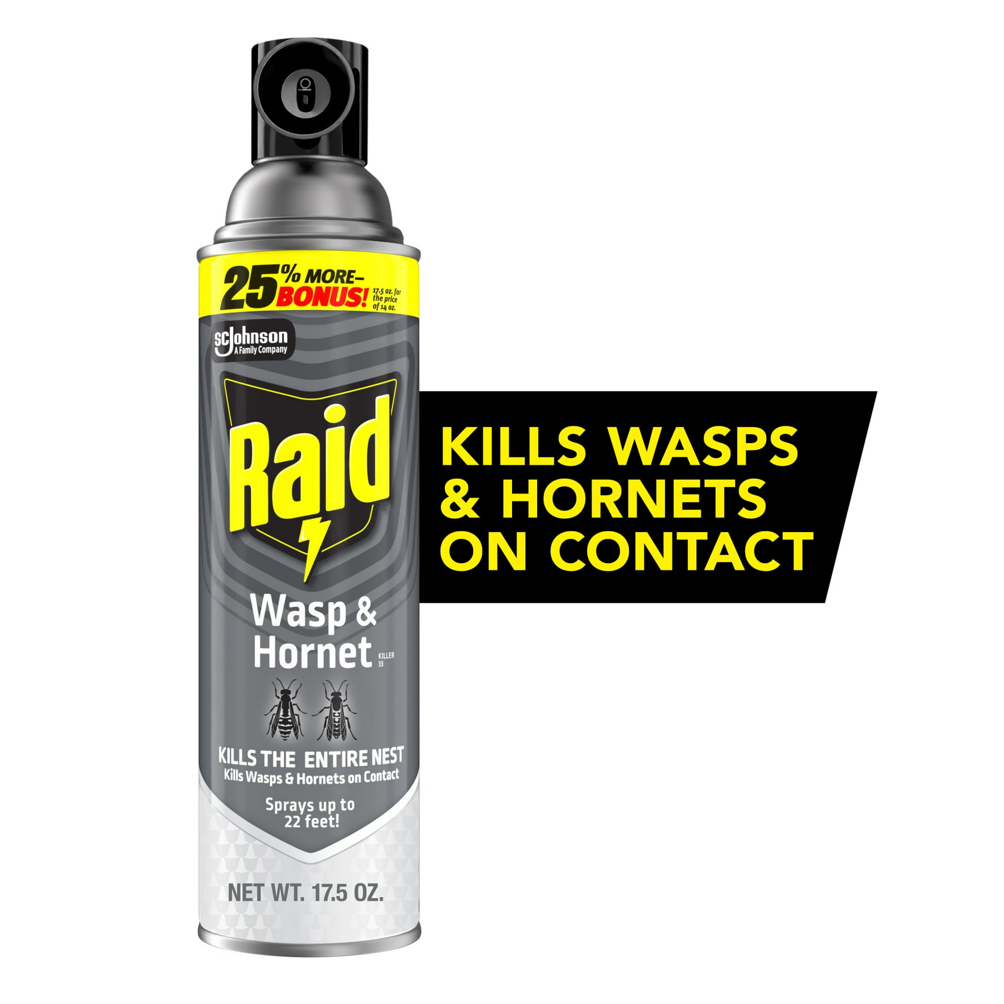 Raid Wasp & Hornet Killer Spray, 22 Ft Jet Spray Nest Killer, Outdoor, 17.5 oz