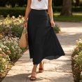 thumbnail image 4 of Lmueinov Womens Flowy Maxi Skirts Cotton Linen High Waisted A Line Long Skirts for Women 2026 Fall Winter Trendy Beach Vacation Skirts, 4 of 6
