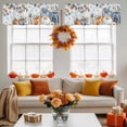 thumbnail image 4 of Thanksgiving Pumpkins Valances for Windows, 54 x 18in, Fall Fallen Leaves Blue Texture Rod Pocket Kitchen Valance Curtain Light Filtering Window Treatments for Living Room Bedroom, 1 Panel, 4 of 7