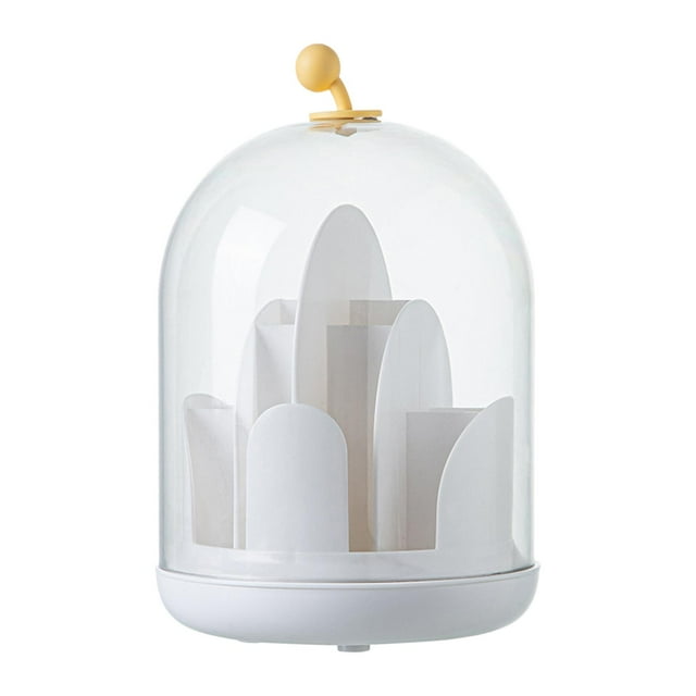 Organizador de maquillaje Yuyangstore giratorio de 360 grados con tapa Estante de contenedor de Almacenamiento transparente para Blanco