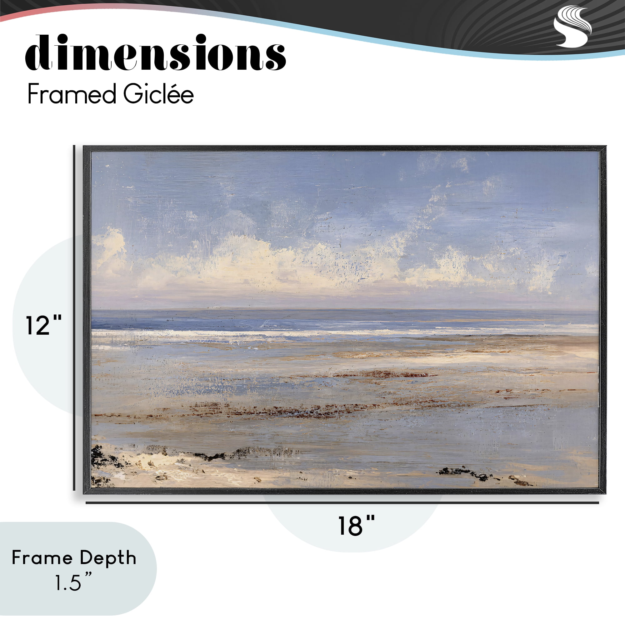 Stupell Industries Rustic Ocean Horizon Impression Black Framed Giclee Art, design by Jacky Ngan