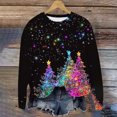 thumbnail image 6 of Feancey Womens Christmas Tops Long Sleeve Glitter Xmas Tree Graphic Pullover Round Neck Casual Loose Tunics Trendy Dressy Holiday Tee Shirts Multicolor8 M, 6 of 7