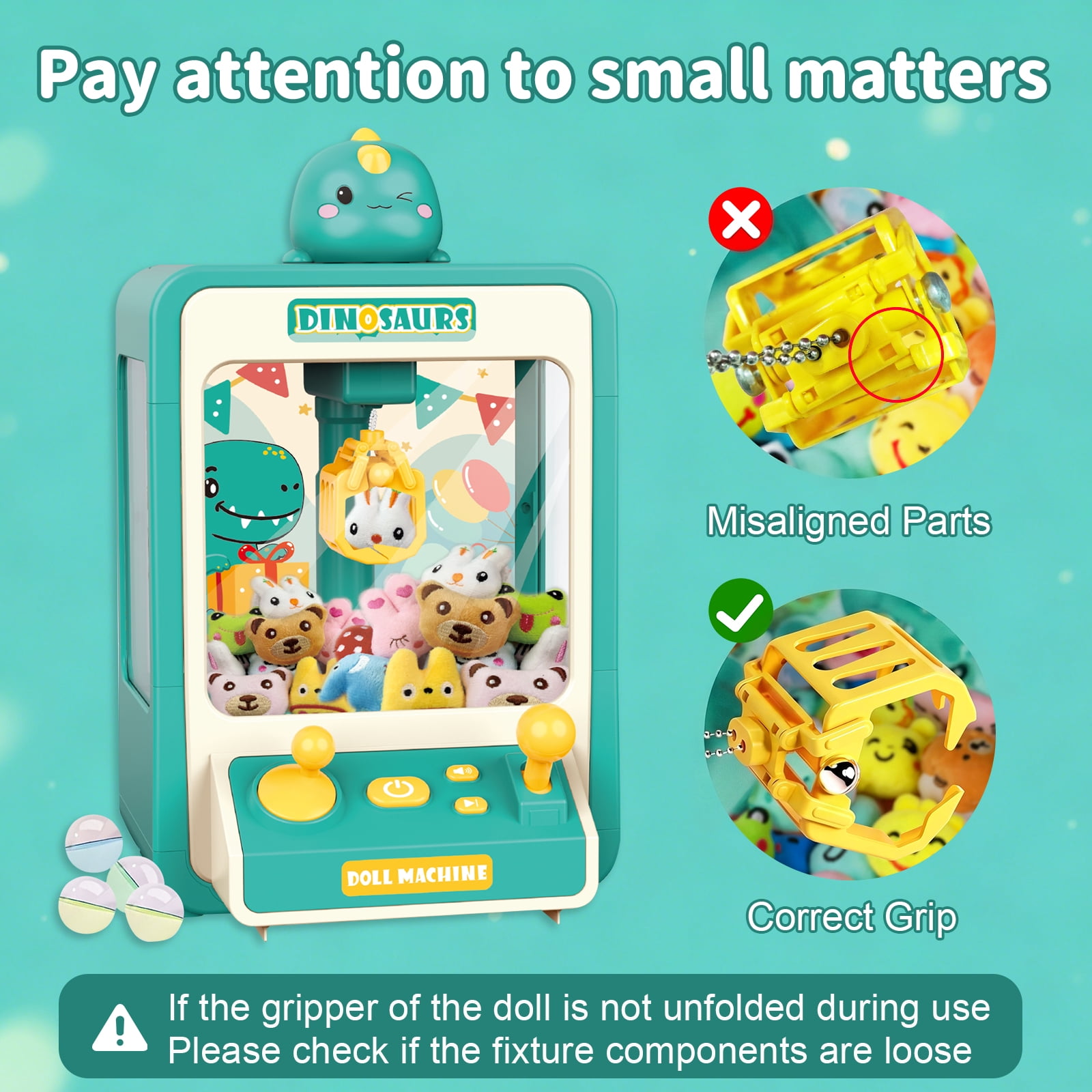 Sunforu Claw Machine ,Candy Vending Prize Machine Dispenser with LED Light & Adjustable Sound,Christmas Birthday Gift for Boys Girls Age 3+