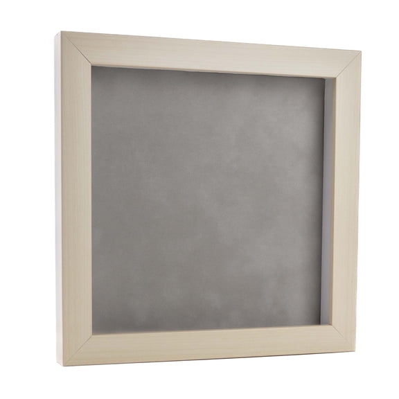 13x13 White Washed Shadowbox Frame - Interior Size 13x13 with 3/4" Usable Depth - Light Grey Acid-Free Suede Backing