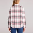 thumbnail image 4 of Oversized Shirts for Women Long Sleeve Plaid Button Down Shirts Lightweight Dressy Casual Tops Holiday Blouses Pink L, 4 of 5