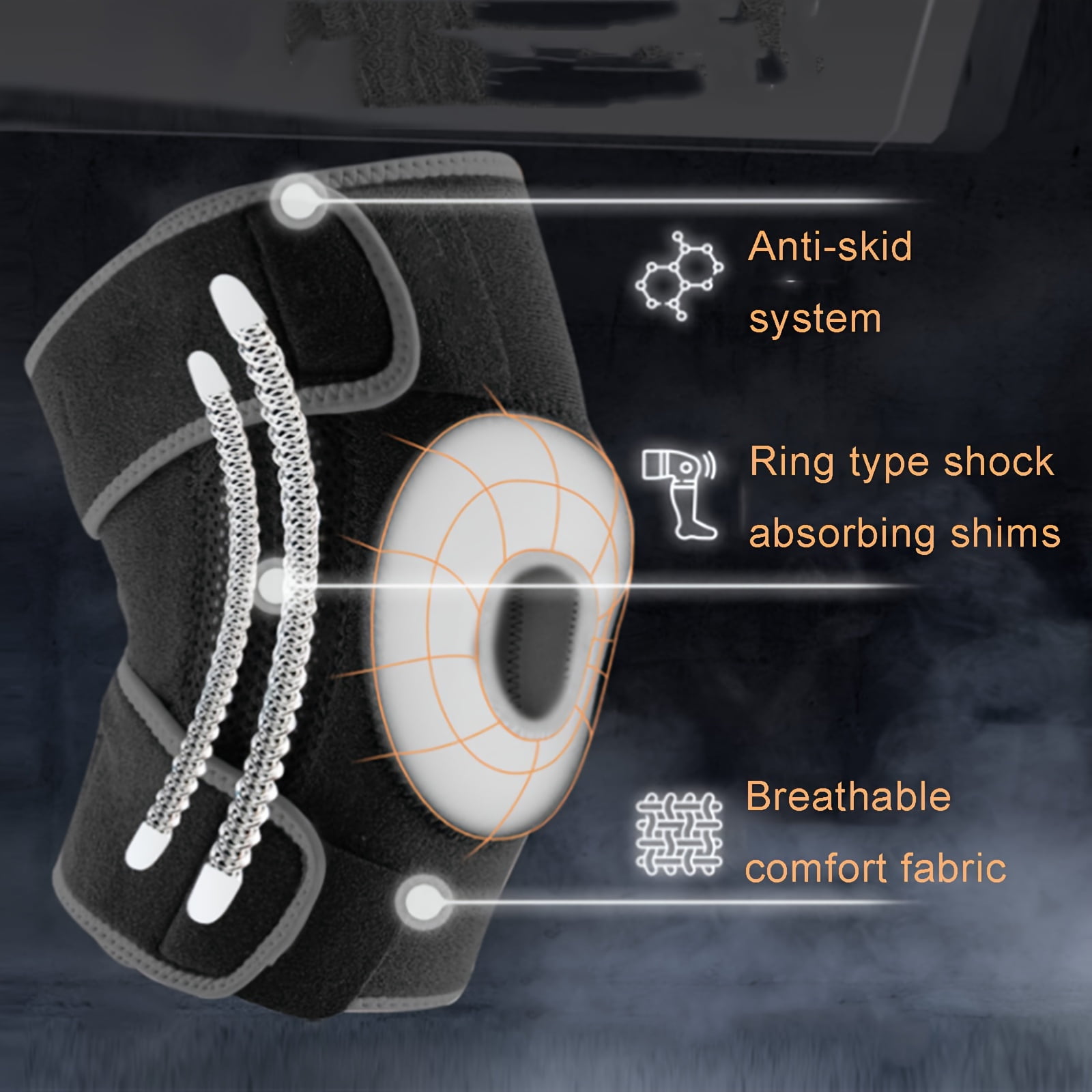 Teeuard 1pc Sport Knee Brace with Gel Pads, Adjustable, Anti-Slip，Injury Recovery- Orange Small