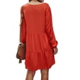 thumbnail image 2 of Sonducket Vestido de mujer Cuello en V Manga larga Vestido suelto V Ropa de otoño Color sólido Cintura alta Botón Ropa Prendas para la parte del cuerpo Naranja S Sonducket AP003891-09, 2 of 4