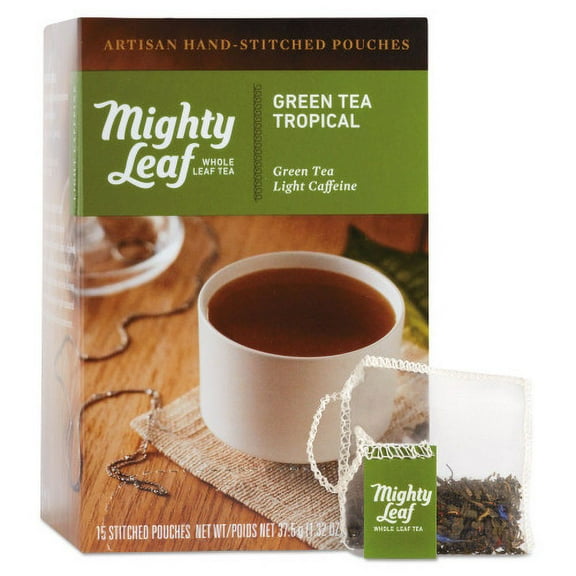 Mighty Leaf Tea Whole Leaf Tea Pouches, Green Tea Tropical, 15/Box, Each