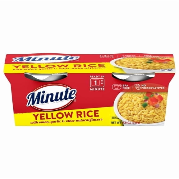 Minute Ready to Serve Yellow Rice, Naturally Flavored, 4.4 oz, 2 Cups (Pack of 4)