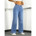 thumbnail image 4 of EMMIOL Women's Wide Leg Baggy Jeans Mid Rise Butt Lifting Stretchy Denim Pants Back Patchwork Boyfriend Jeans, 4 of 5