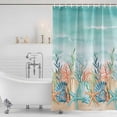 thumbnail image 3 of Coastal Beach Shower Curtain, Waterproof Shower Curtains for Bathroom, Ocean Wave Summer Sea Starfish Coral Teal Beige Washable Fabric Bathtub Curtain Set Bath Decor with 12 Hooks 72"x78", 3 of 8