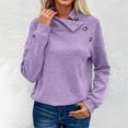 thumbnail image 2 of SGMVNU Womens Sweatshirt Casual Textured Knit Long Sleeve Irregular Button V Neck Loose Pullover 2025 Fashion Fall Outfits Tops(Purple, 5XL), 2 of 5