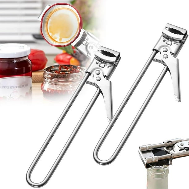 Abridor de tarros ajustable de acero inoxidable, multifuncional, para tapas de latas, ideal para Rkxzt