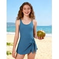 thumbnail image 4 of Aideaone Girl One Piece Swimdress Swimsuits Adjustable Straps Bathing Suit with kirt Tummy Control Swim Dresses Size 10-16, 4 of 6
