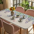 thumbnail image 3 of Wisteria Table Cloths for 4 Foot Rectangle Tables, Purple Flowers Leaves Butterflies Plants Spring Beige Patio Waterproof Elastic Fitted Tablecloths, Washable Rectangular Table Cover for Camping, 3 of 8