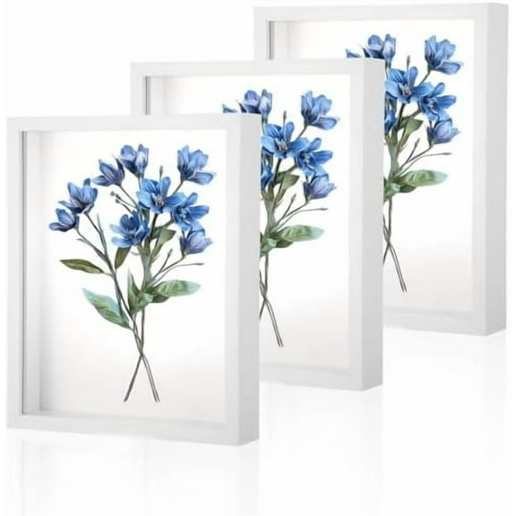 Shadow Box Frame 8x10 - 3 Pack Wood Deep Shadowbox with Glass Shadow Boxes Display Cases Suitable for Photos, Dried Flowers, Handicrafts Picture Frames for Wall (White)$$Home Decor, Kitchen, & Other