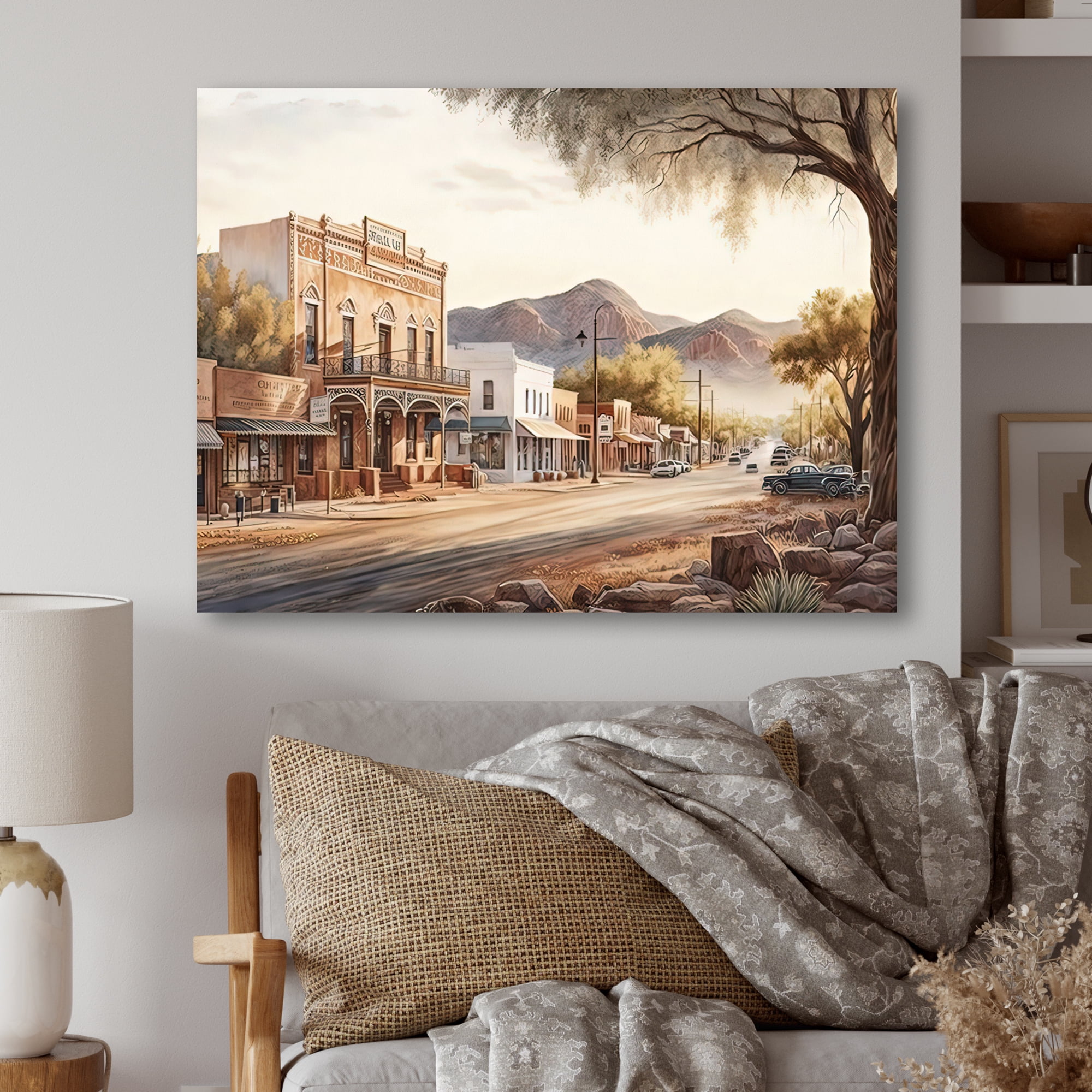 Designart Small Town Wild West IV Canvas Wall Art
