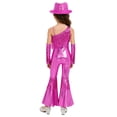 thumbnail image 2 of TTAO Combinaison Disco Métallique Brillante pour Filles avec Accessoires, Rétro, Franges, Danse Funky, Rose Vif 8, 2 of 6